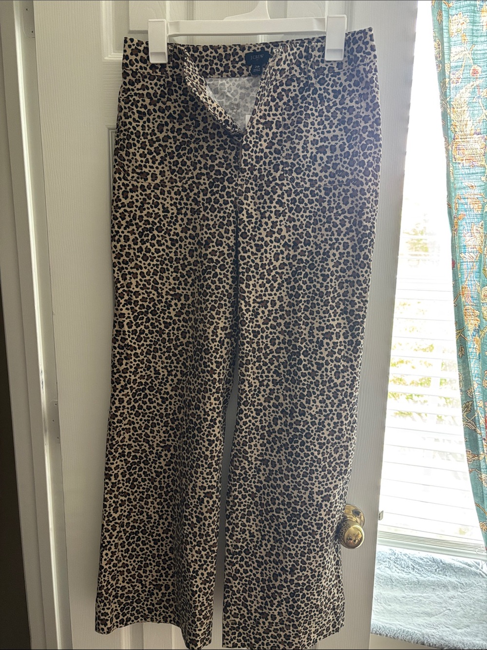 J. Crew Leopard-Print Wide-Leg Pants in Tan & Black